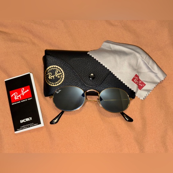 Ray-Ban Oval Metal Sunglasses RB3547N 001/30 Gold Frame 51mm